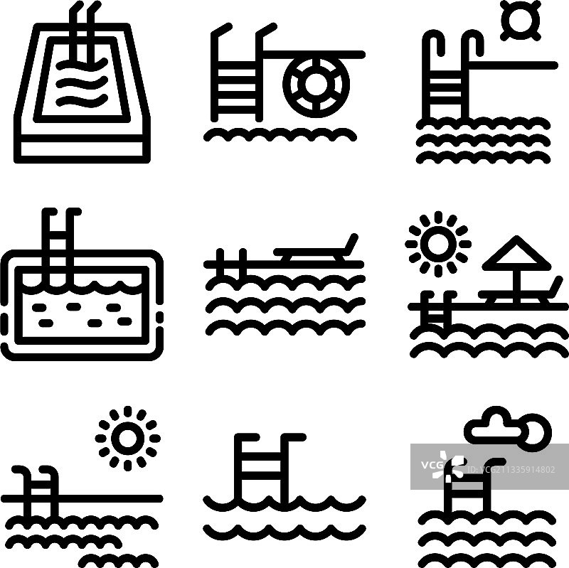 游泳池图标或标志孤立标志符号图片素材