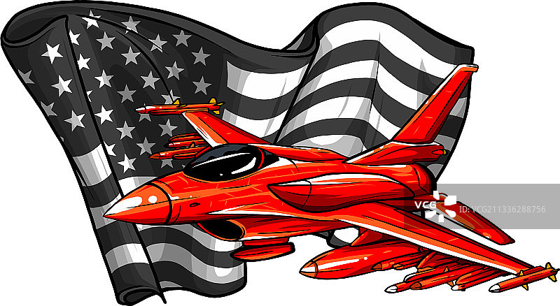 美国国旗和军用喷气机图片素材