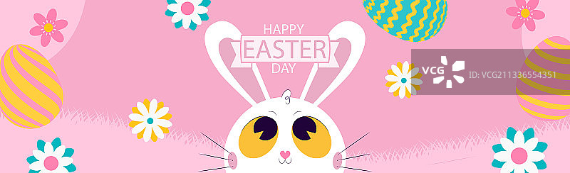 粉色背景上的白色复活节兔子图片素材