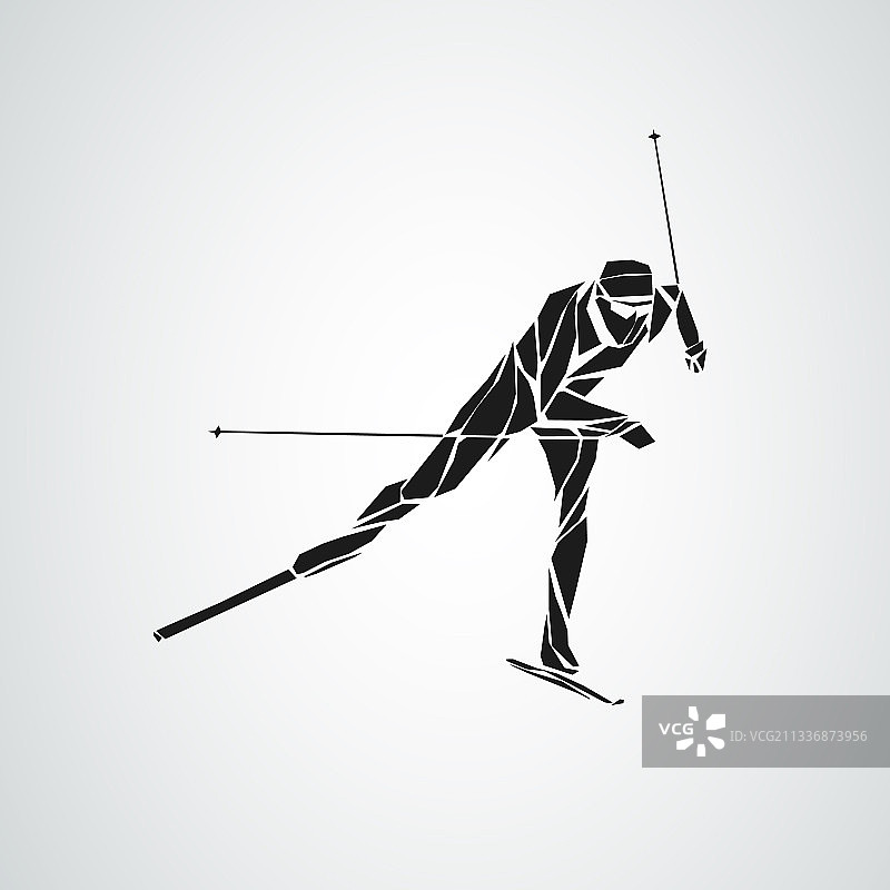 越野滑雪创意剪影图片素材