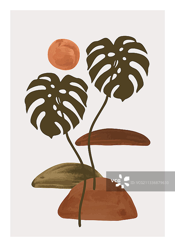 抽象的怪物叶植物海报优雅图片素材