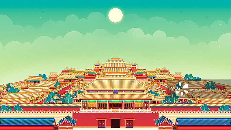 紫禁城中国风插画图片素材
