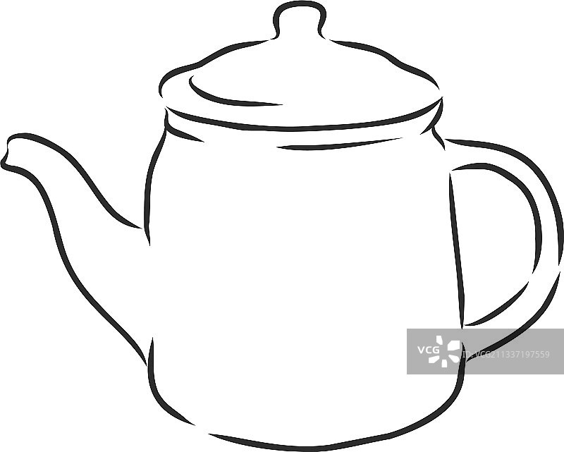 手绘素描茶壶手绘水壶图片素材