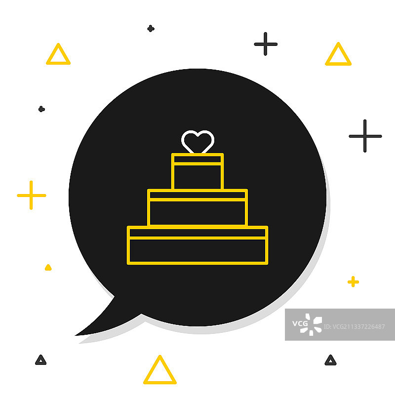 婚庆蛋糕与心的图标隔离上图片素材