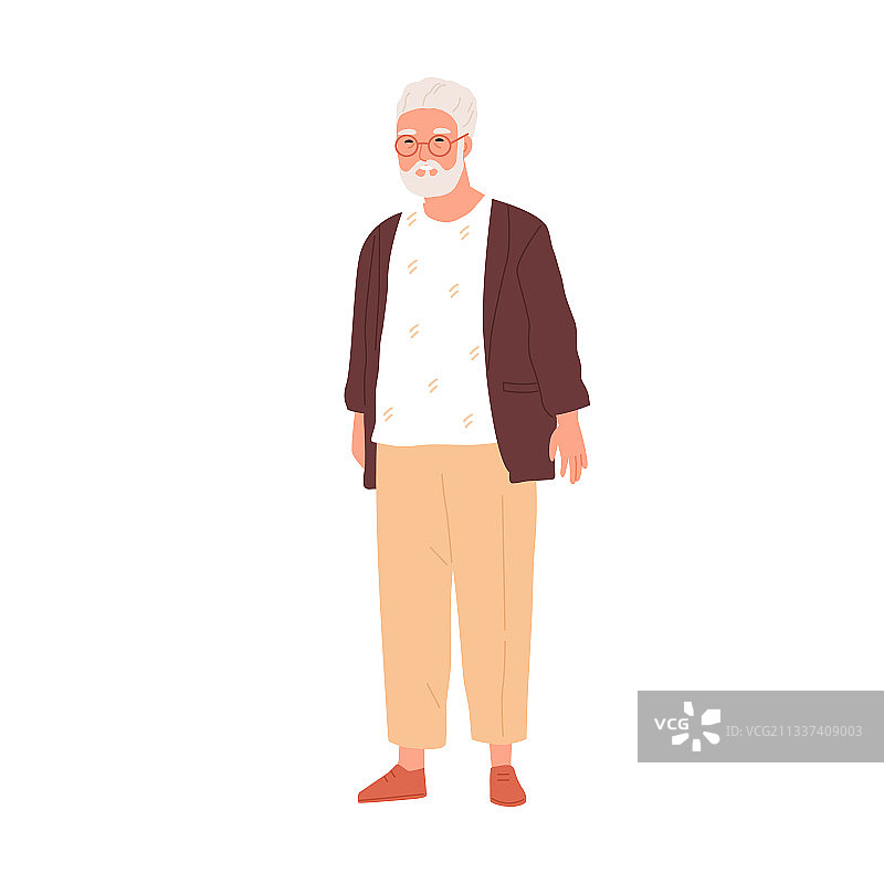 快乐的白发老人戴着眼镜，很时髦图片素材