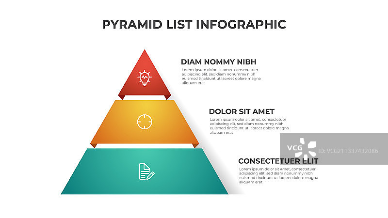 金字塔列表信息图表模板3层图片素材
