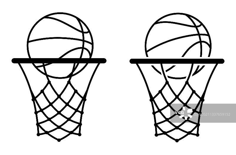 篮球图标与环箍和网运动图片素材