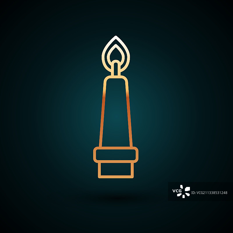 黄金线燃烧的蜡烛在烛台图标图片素材