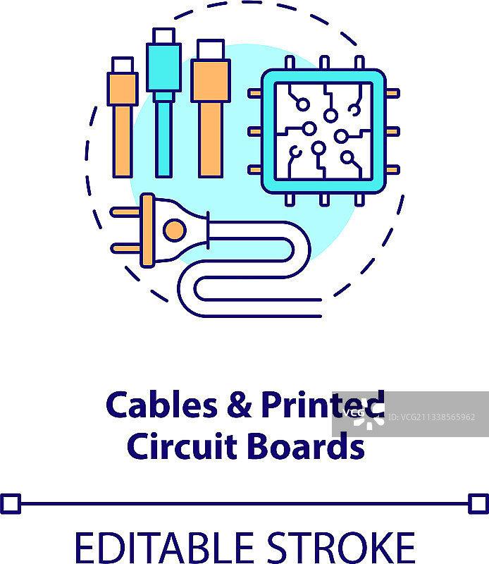 电缆和印刷电路板的概念图标图片素材