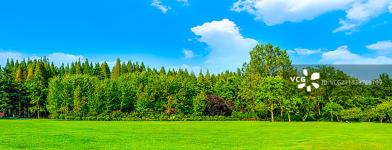 蓝天草地绿树林背景素材图片素材