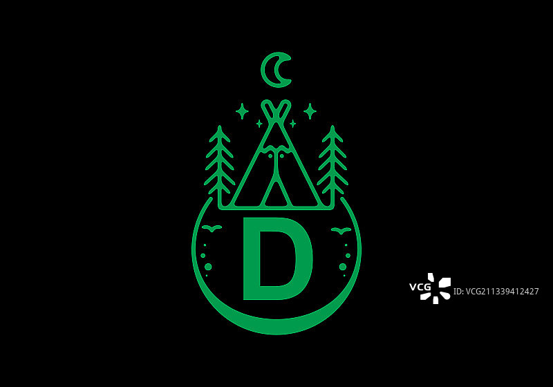绿色的首字母在露营圈图片素材