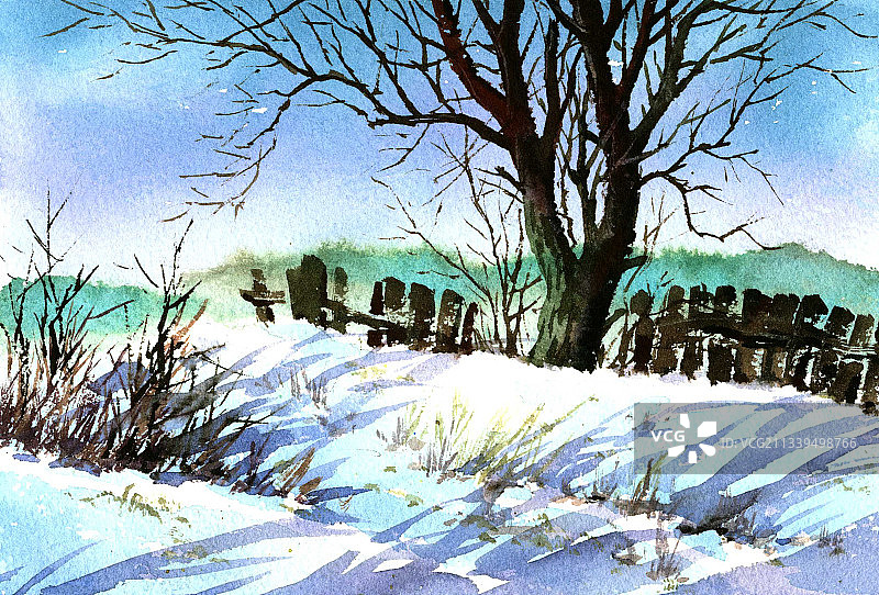 雪景风景插画图片素材