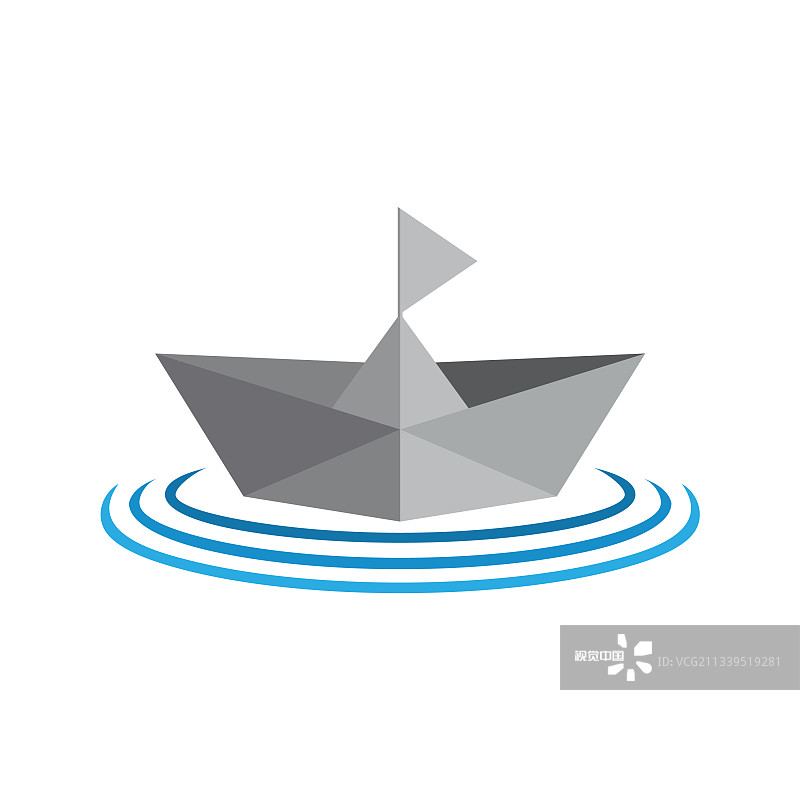 纸船船渐变三维符号标志图片素材
