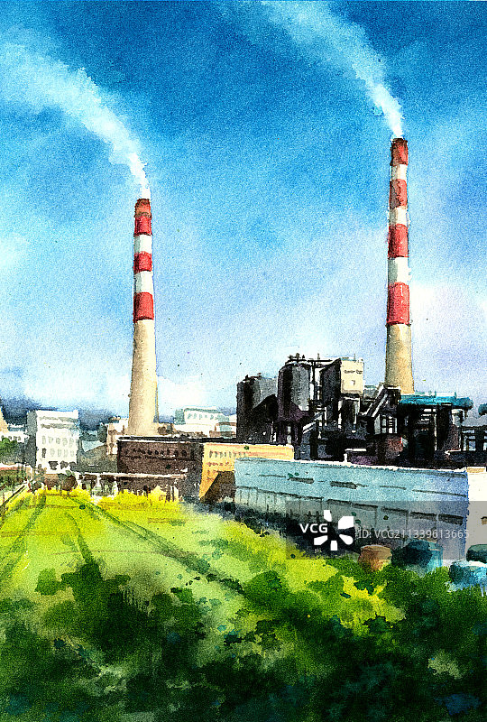 工业烟囱风景图图片素材