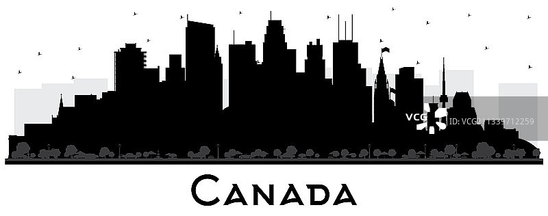 加拿大城市轮廓与黑色图片素材