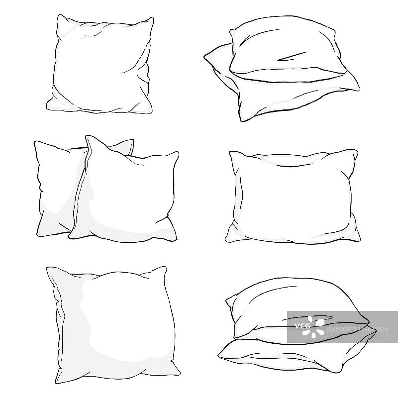设置手绘素描风格枕头-一两个图片素材