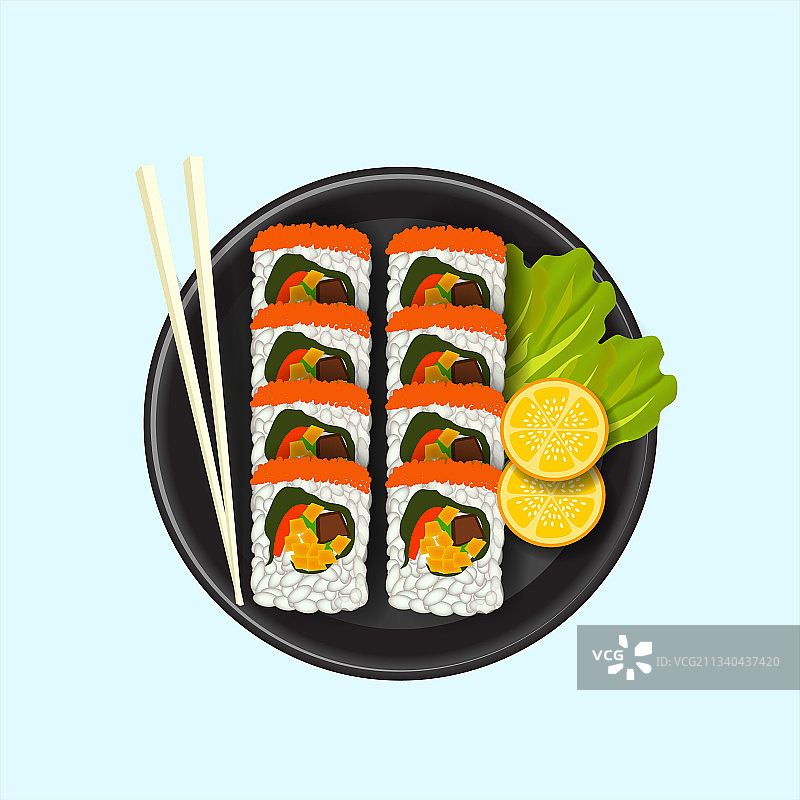 手绘美味寿司插图图片素材
