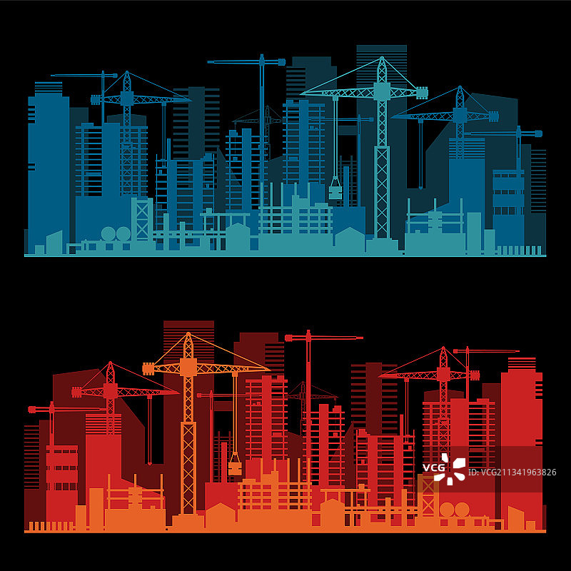 工业时尚城市天际线彩色集图片素材