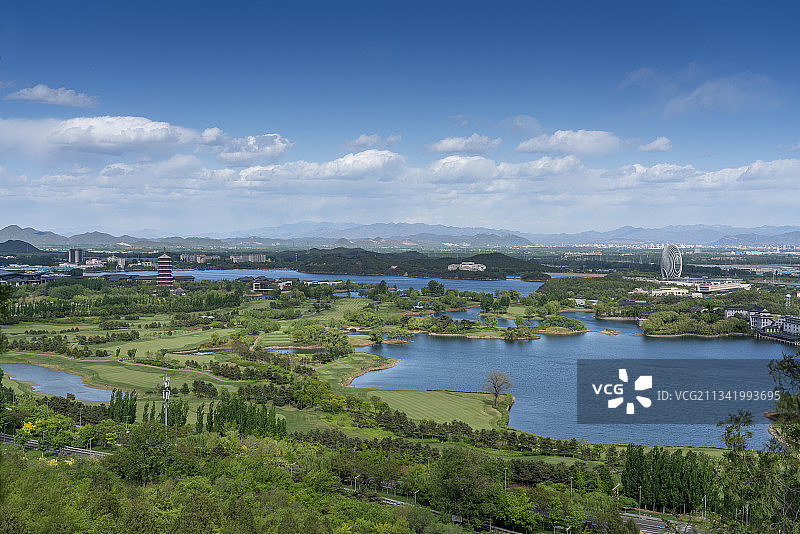 北京雁栖湖风光俯瞰图片素材