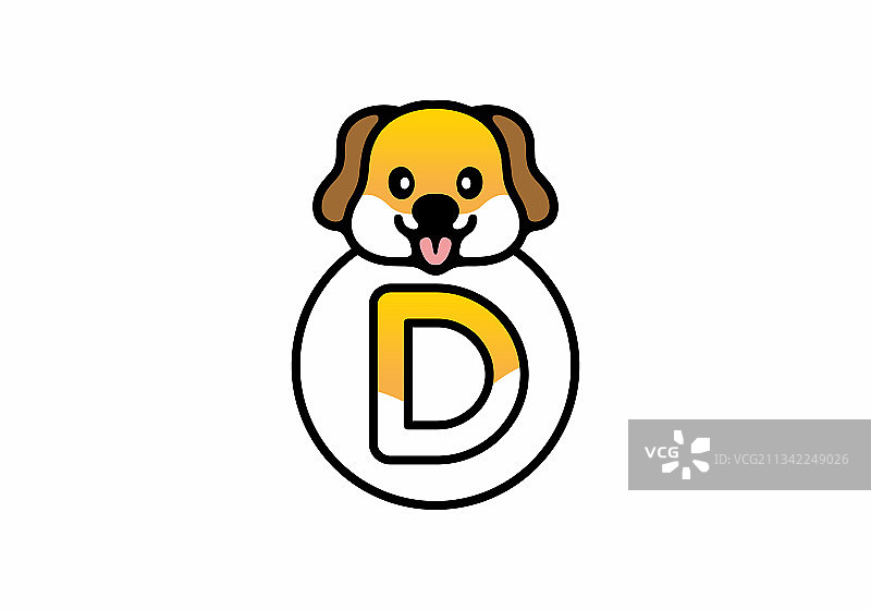 可爱的狗头与d首字母图片素材