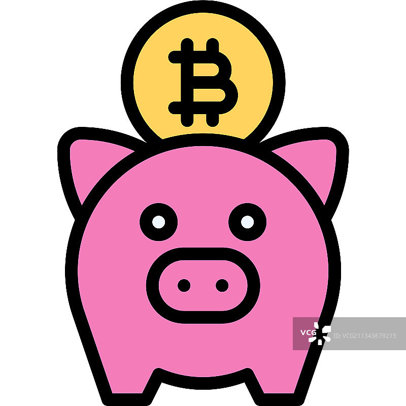 比特币和小猪储蓄罐图标相关的加密货币图片素材