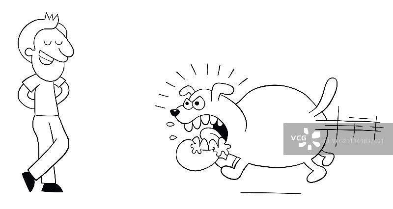 卡通愤怒的大狗跑去咬人图片素材