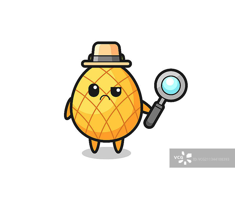 吉祥物可爱的菠萝当侦探图片素材