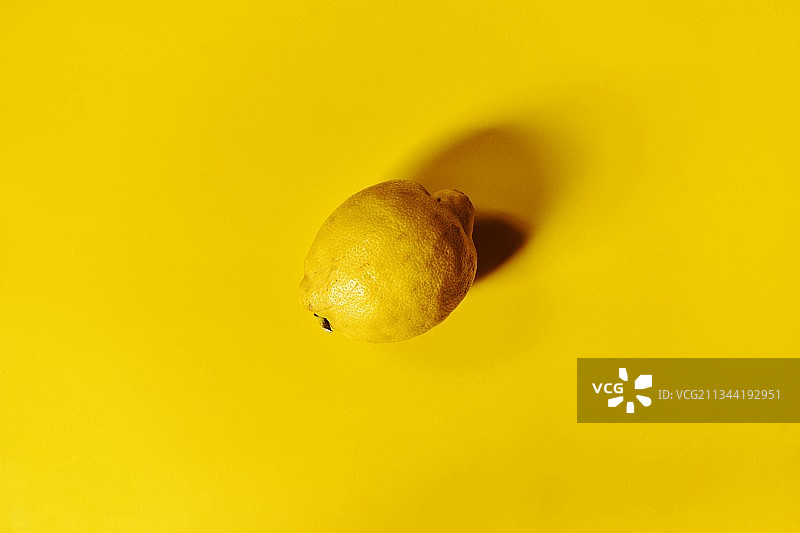 波兰，黄色背景下的柠檬特写图片素材