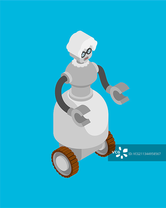 奶奶机器人孤立的家庭教师机器人铁图片素材