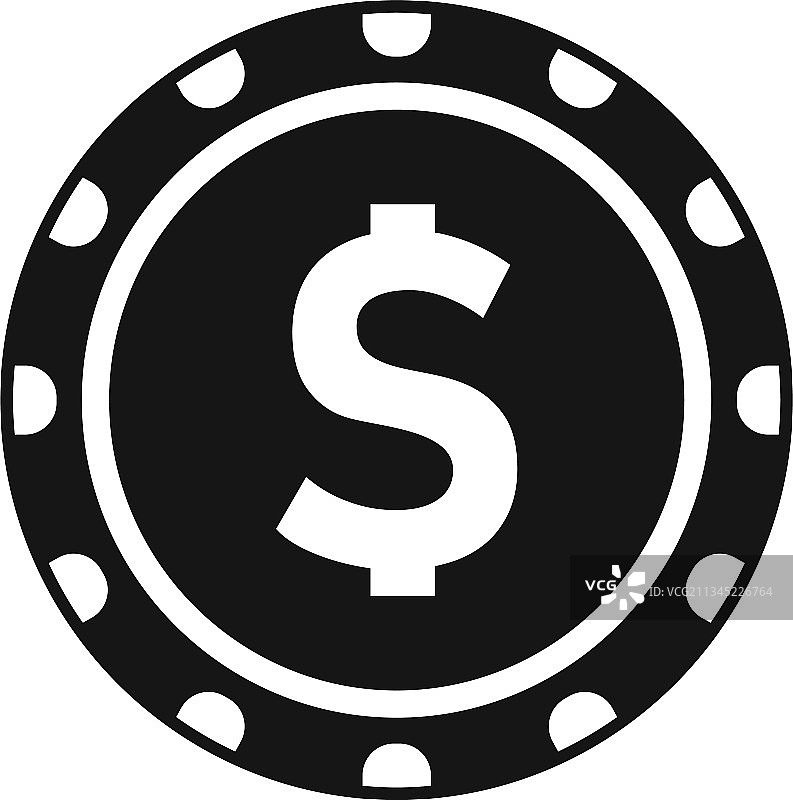 美元筹码图标简单的赌场扑克游戏图片素材