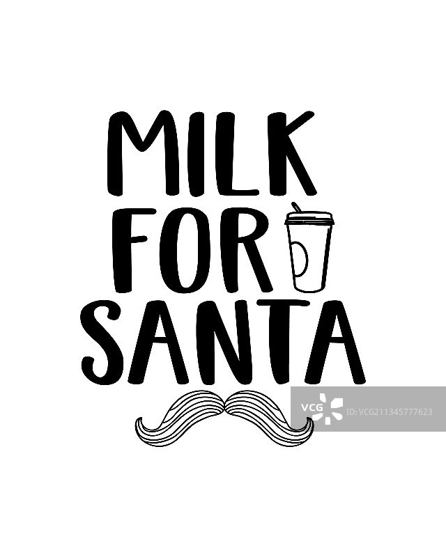 牛奶为圣诞老人手绘印刷海报设计图片素材
