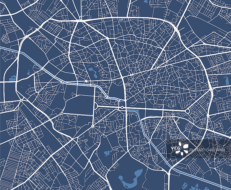 布加勒斯特城市详细地图海报线性图片素材