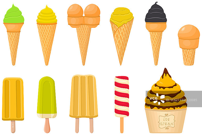 大kit冰淇淋，冰棒，不同类型的图片素材