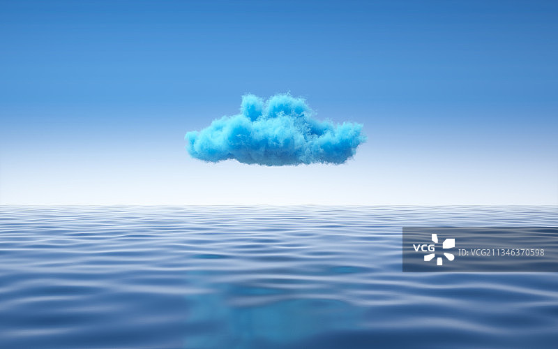 蓝色云朵宁静海平面水面图片素材