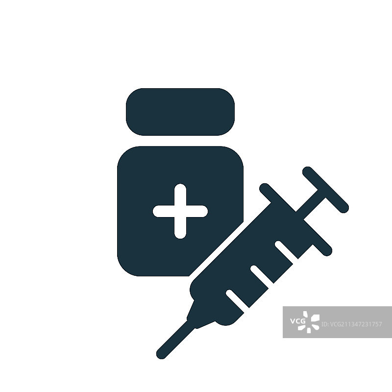 冠状病毒疫苗剪影图标注射器图片素材