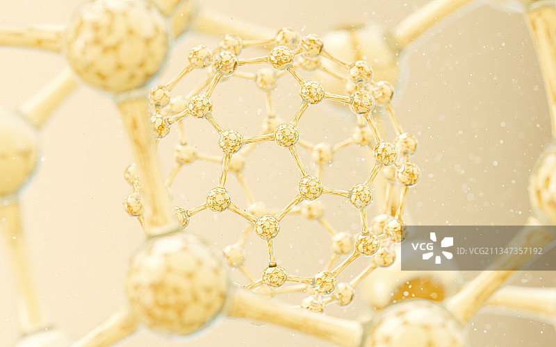 金色的透明分子 3D渲染图片素材