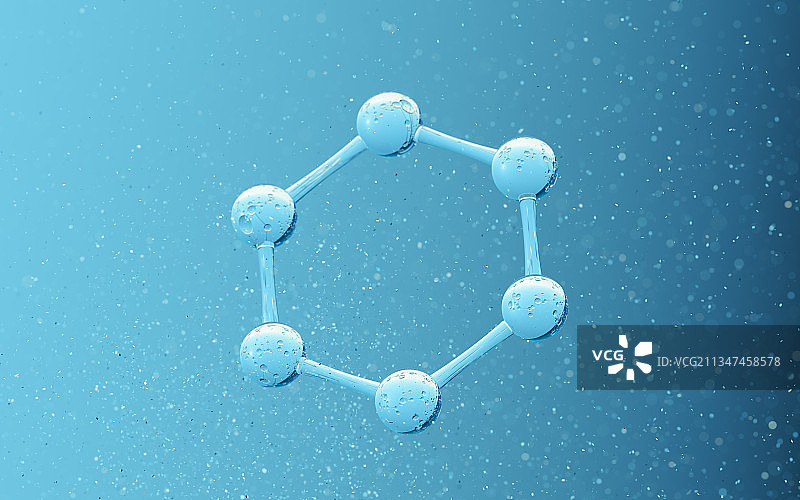 蓝色的微观分子 3D渲染图片素材