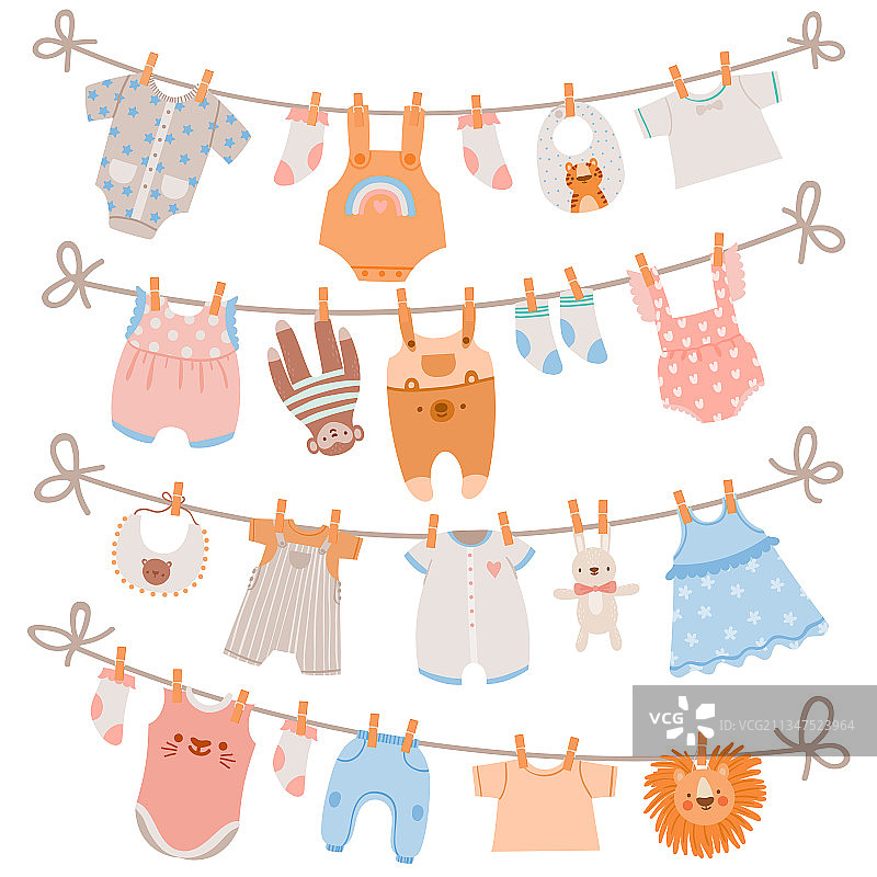 婴儿衣服上的绳子新生儿的儿童服装图片素材