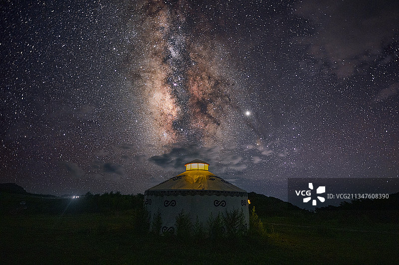 内蒙古自治区呼伦贝尔市大草原银河图片素材