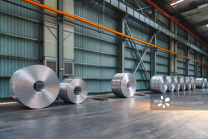 现代金属工业铝业新材料科技工厂生产线仓库图片素材