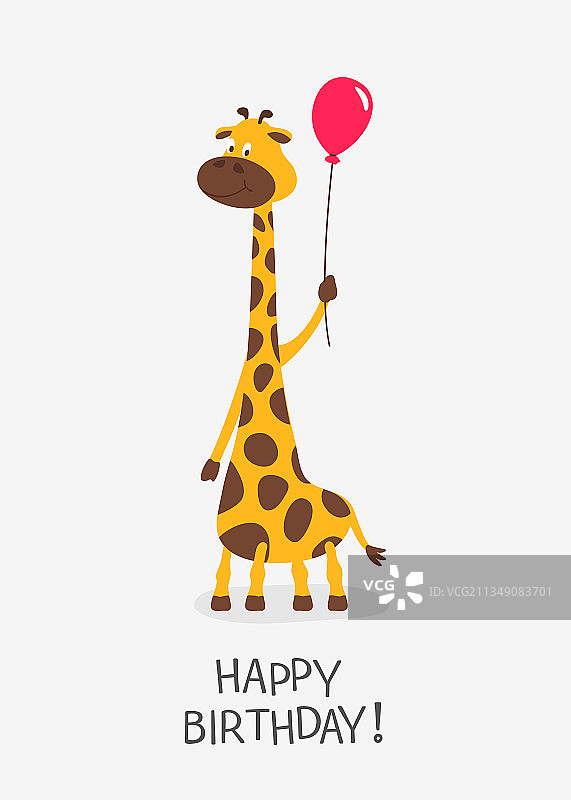 卡通可爱有趣的长颈鹿宝宝问候图片素材
