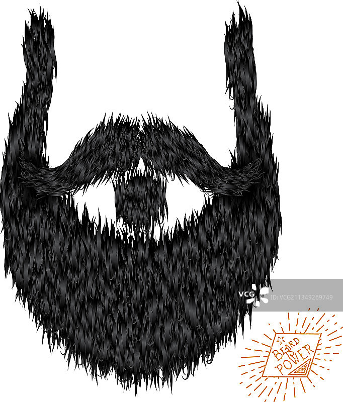 毛茸茸的卷发嬉皮士强壮的胡须画图片素材