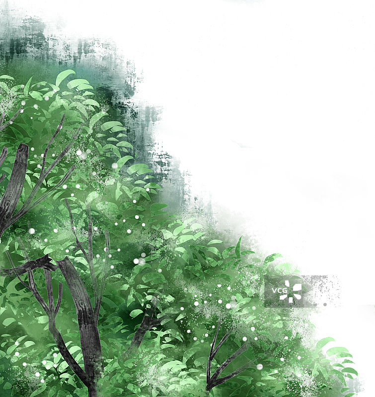中国风水彩植物树插画元素图片素材