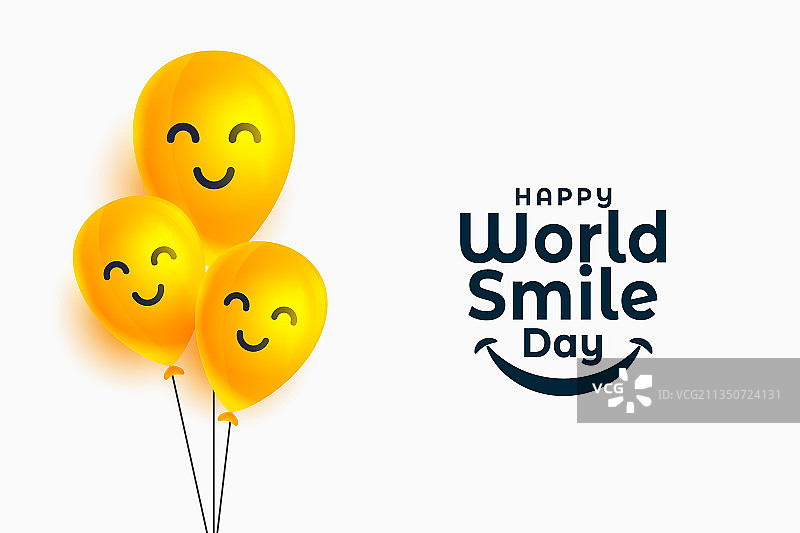 世界微笑日的横幅和笑脸气球图片素材