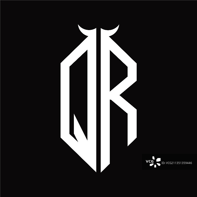 Qr标志字母与号角形状孤立的黑色图片素材