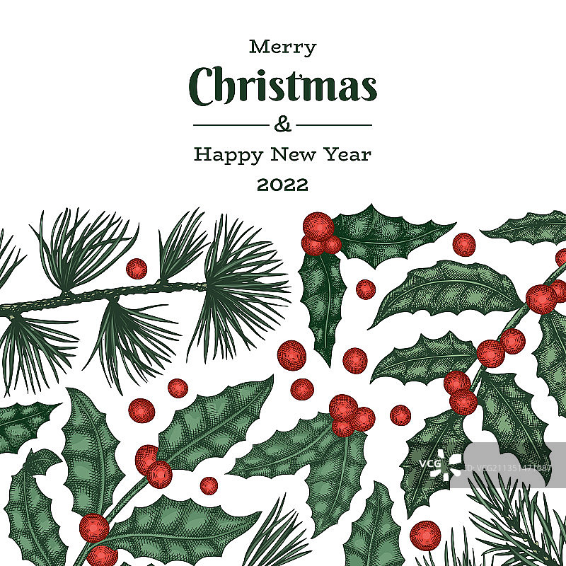 圣诞手绘贺卡设计图片素材