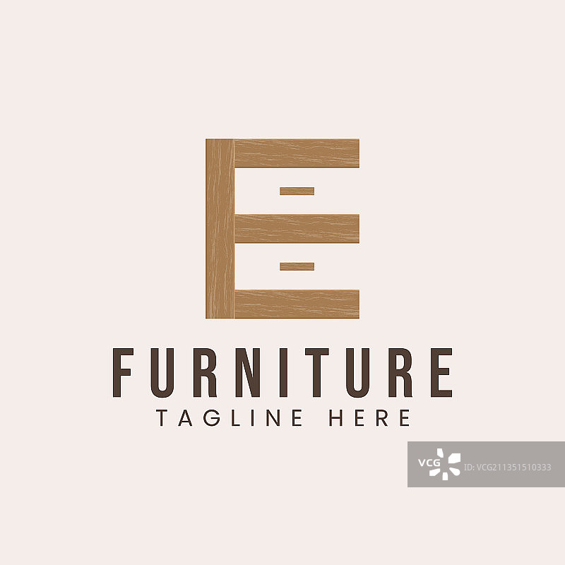 字母e与木质家具概念logo图片素材