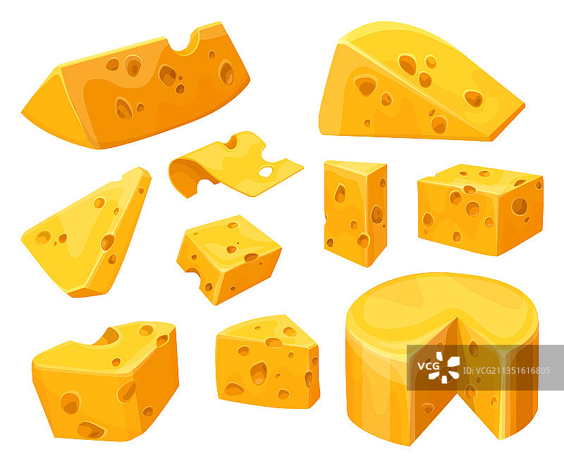 奶酪头和有洞的切片或块图片素材