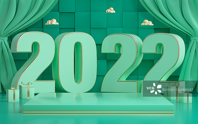 产品展台三维图形2022新年背景图片素材