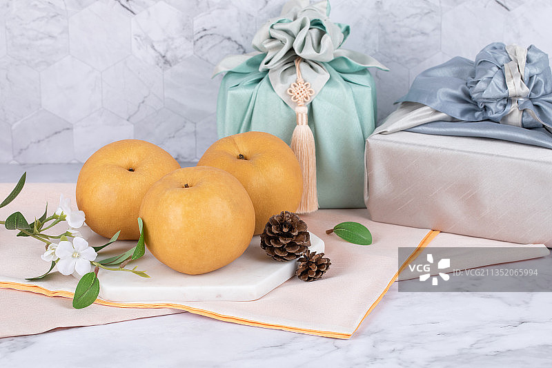 优质梨，韩国典型的节日礼物图片素材
